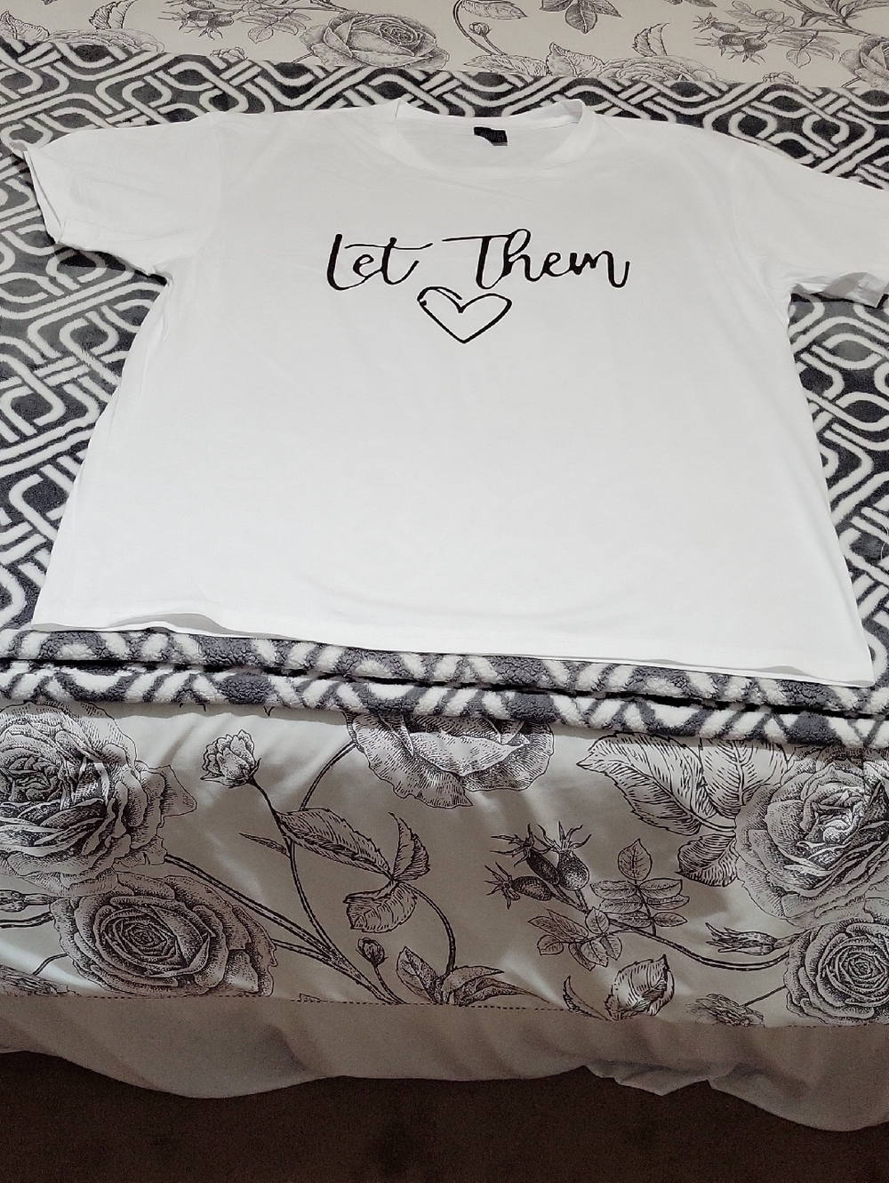 White Graphic Tee with "Let Them" Script and Heart